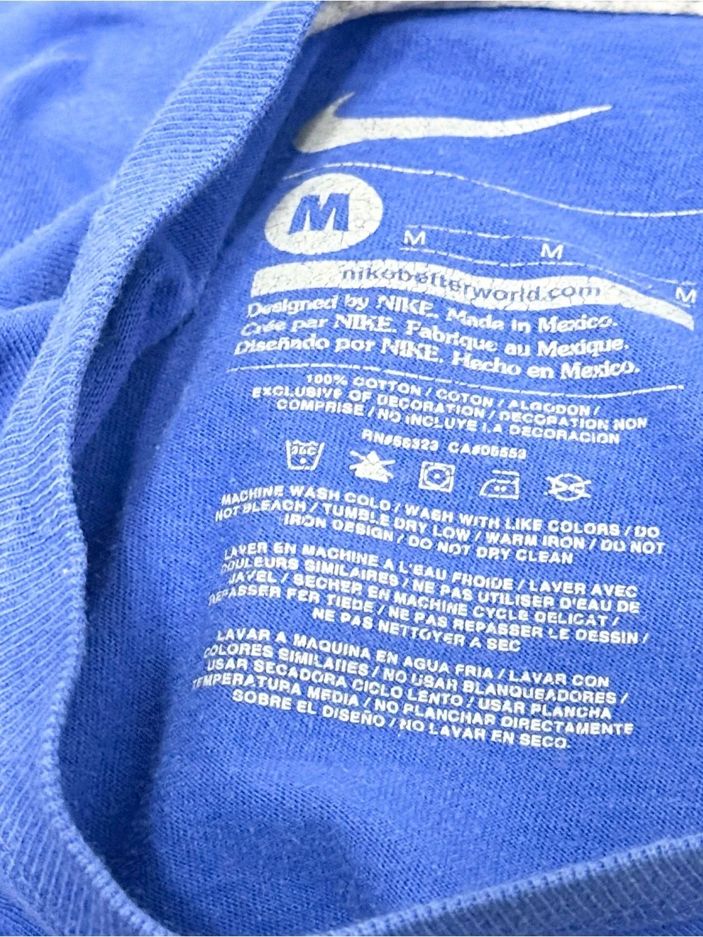 NIKE Boys Maybe You Should Practice Graphic T Shirt Blue Yellow Youth M